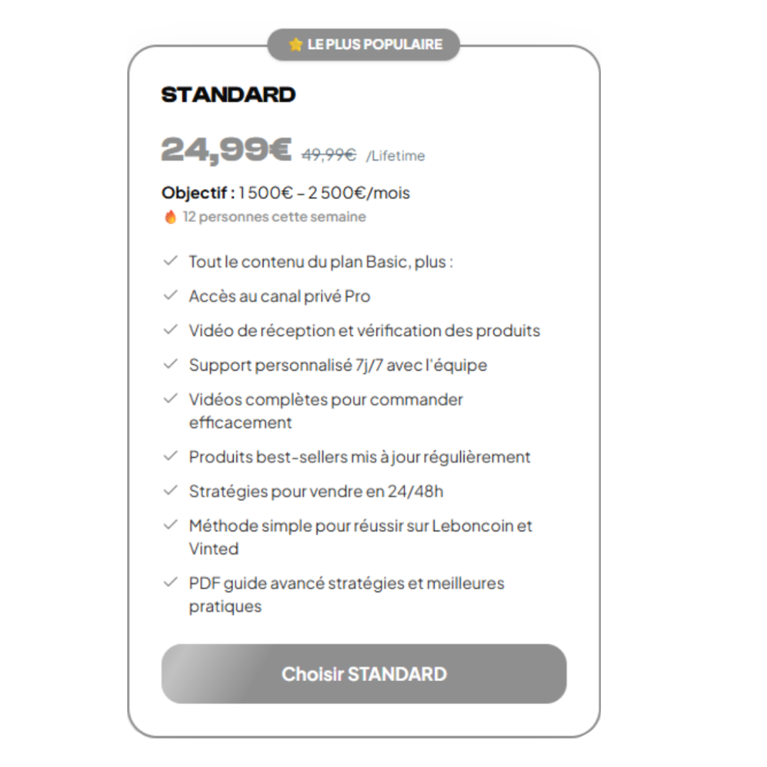 ⭐ Accompagnement STANDARD — Golf Supplier